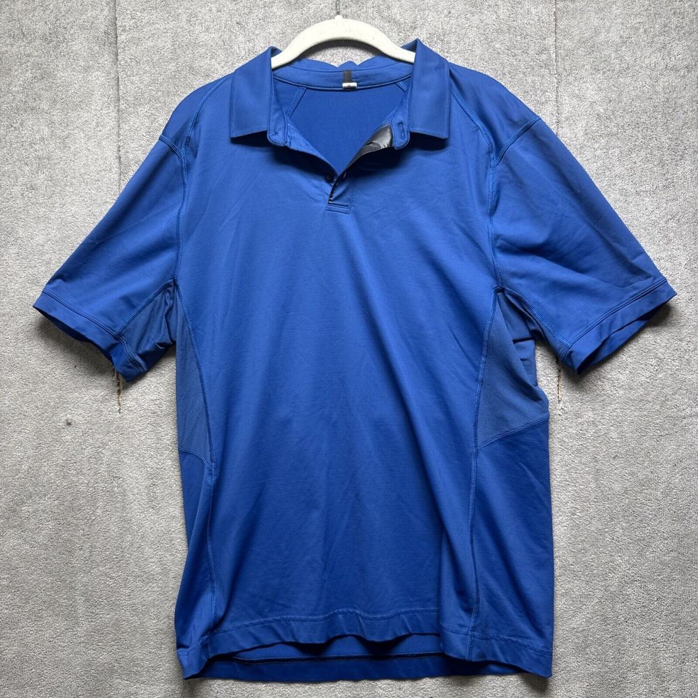 Lululemon‎ Mens Polo Shirt Medium Blue Vent Tech Short Athletica